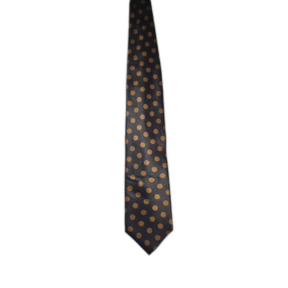 Gianfranco Ferre Studio Silk Tie Black Gold Polka Dot Made Italy Designer tie